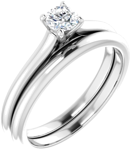 Sužadėtuvių Žiedas „Solitaire“ 585 Baltojo Aukso Round 4.1mm (6)