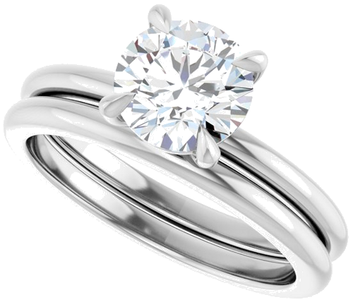 Sužadėtuvių Žiedas 585 Baltojo Aukso Round 7mm (8)