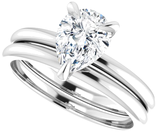 Sužadėtuvių Žiedas „Solitaire“ 585 Baltojo Aukso Pear Shape 8mm x 6mm (10)