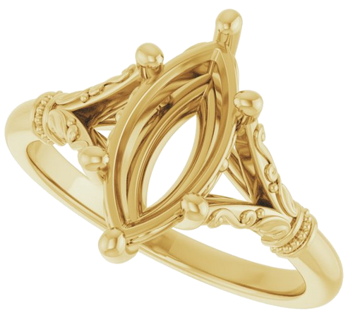 Sužadėtuvių Žiedas „Split Shank“ 585 Geltonojo Aukso Marquise 12mm x 6mm (5)