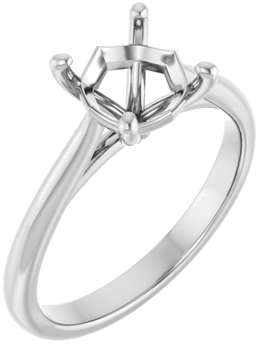 14K White 7 mm Cushion Solitaire Engagement Ring Mounting (1)