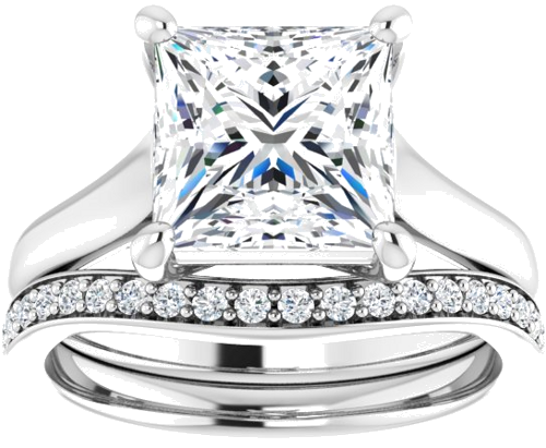 Sužadėtuvių Žiedas „Solitaire“ 585 Baltojo Aukso Square 8mm (8)