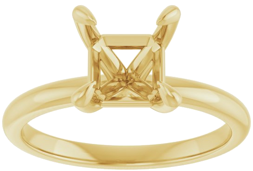 14K Yellow  7x7 mm Asscher Solitaire Engagement Ring Mounting (3)