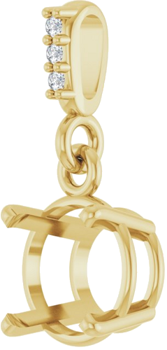 14K Yellow 7 mm Round .01 Natural Diamond Semi-Set Pendant (2)