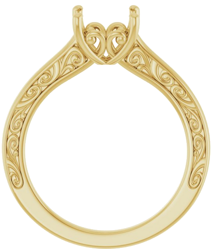 14K Yellow  8 mm Round Solitaire Engagement Ring Mounting (2)