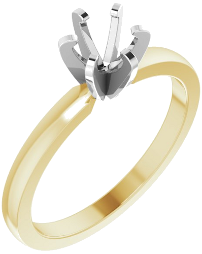 14K Yellow White 5-5.3 mm Round Solitaire Engagement Ring Mounting (1)
