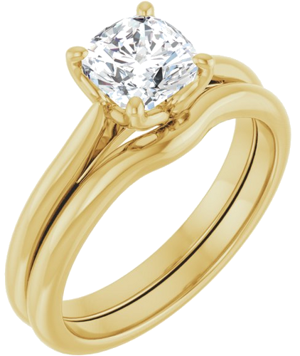 14K Yellow  6 mm Cushion Solitaire Engagement Ring Mounting (6)