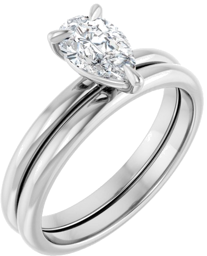 Sužadėtuvių Žiedas „Solitaire“ 585 Baltojo Aukso Pear Shape 8mm x 5mm (6)