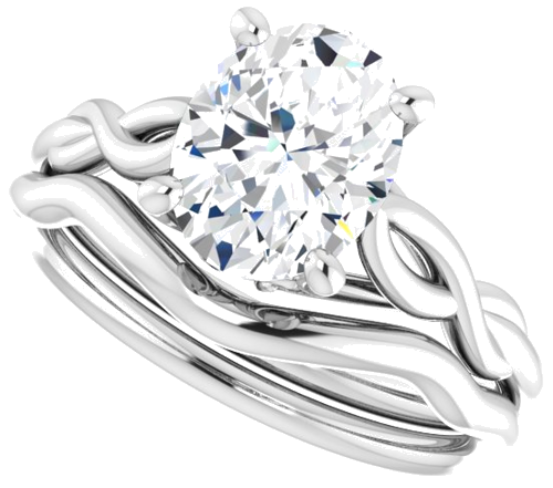 14K White  9x7 mm Oval Solitaire Engagement Ring Mounting (10)