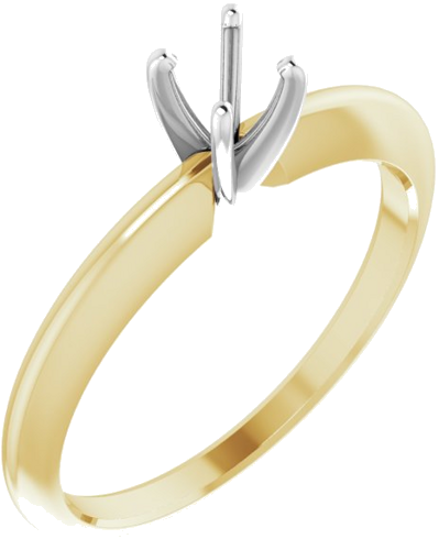 14K Yellow   White 4-4.1 mm Round 4-Prong Comfort-fit Solitaire Ring Mounting (1)