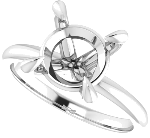 14K White  9.4 mm Round Solitaire Engagement Ring Mounting (5)