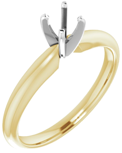 14K Yellow   White 4-4.1 mm Round 4-Prong Solitaire Ring Mounting (1)