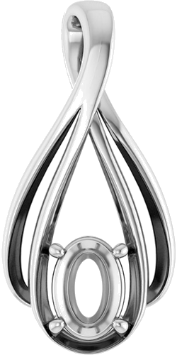 Pakabukas „Solitaire“ 585 Baltojo Aukso Oval 7mm x 5mm (1)