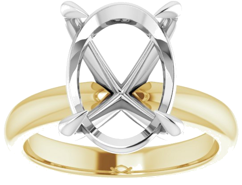 14K Yellow White 14x10 mm Oval Solitaire Engagement Ring Mounting (3)