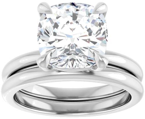 14K White 9x9 mm Cushion Solitaire Engagement Ring Mounting (8)