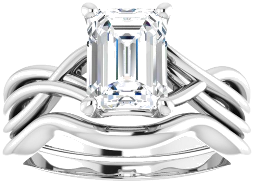 14K White 8x6 mm Emerald Solitaire Engagement Ring Mounting (8)