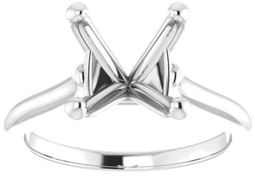 14K White 9 mm Cushion Solitaire Engagement Ring Mounting (3)