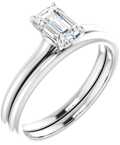 14K White  6x4 mm Emerald Solitaire Engagement Ring Mounting (6)