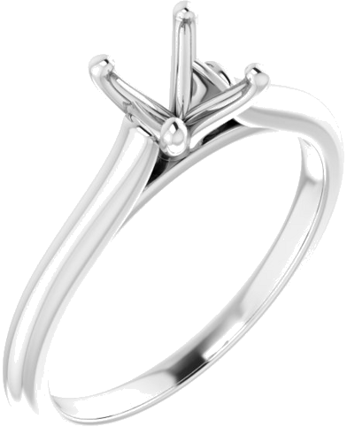 14K White 6 mm Round Solitaire Engagement Ring Mounting (1)