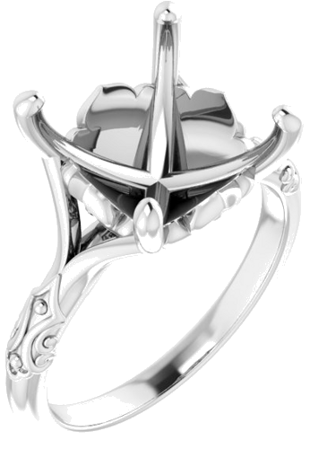 Sužadėtuvių Žiedas „Solitaire Split Shank“ 925 Sidabro Round 12mm (1)