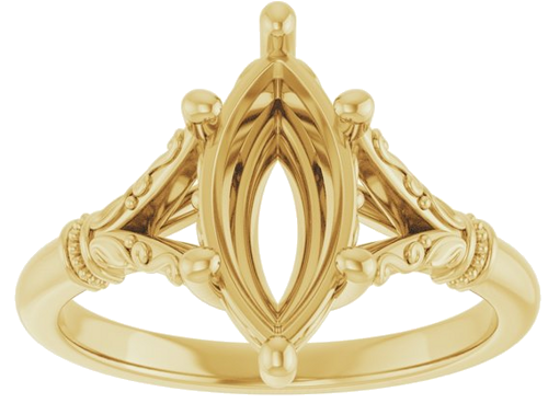 14K Yellow 12x6 mm Marquise Solitaire Engagement Ring Mounting (3)