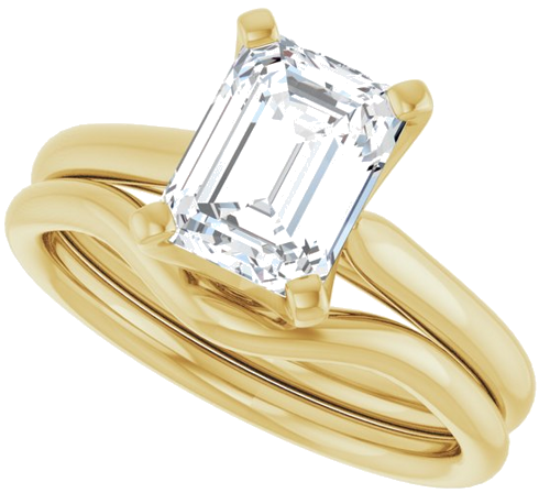 14K Yellow 8x6 mm Emerald Solitaire Engagement Ring Mounting (10)