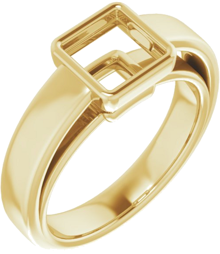 14K Yellow  6 mm Square Solitaire Engagement Ring Mounting (1)