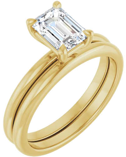 14K Yellow 7x5 mm Emerald Solitaire Engagement Ring Mounting (6)