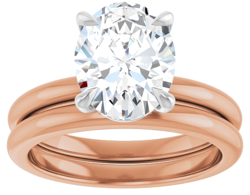 Sužadėtuvių Žiedas 585 Baltojo Ir Rožinis Aukso Oval 10mm x 8mm (8)