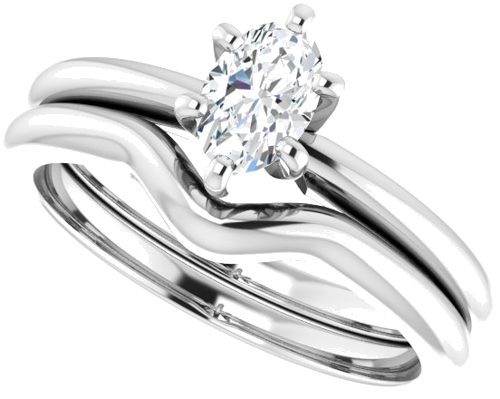 14K White  6x4 mm Oval Solitaire Engagement Ring Mounting (10)