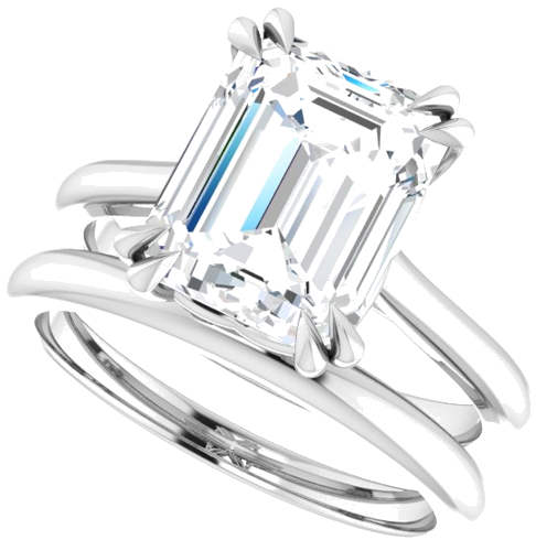 Sužadėtuvių Žiedas „Solitaire“ 585 Baltojo Aukso Emerald 10mm x 8mm (10)