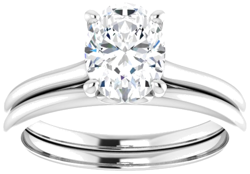 Sužadėtuvių Žiedas „Solitaire“ 585 Baltojo Aukso Oval 8mm x 6mm (8)