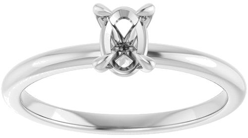 Sužadėtuvių Žiedas „Solitaire“ 585 Baltojo Aukso Oval 6mm x 4mm (3)