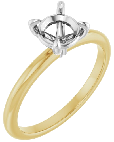 14K Yellow White 6.5 mm Round Solitaire Engagement Ring Mounting (1)