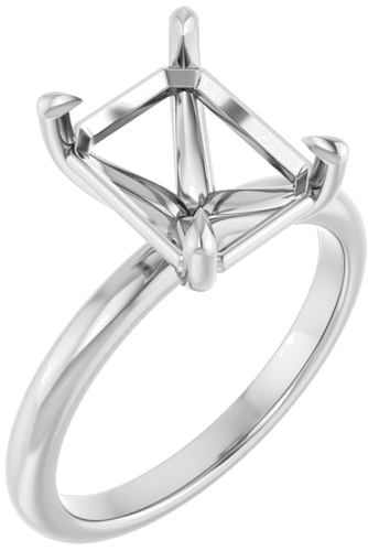 Sužadėtuvių Žiedas 585 Baltojo Aukso Emerald 10mm x 8mm (1)