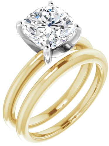 Sužadėtuvių Žiedas „Solitaire“ 585 Baltojo Ir Geltonojo Aukso Cushion 8mm (6)