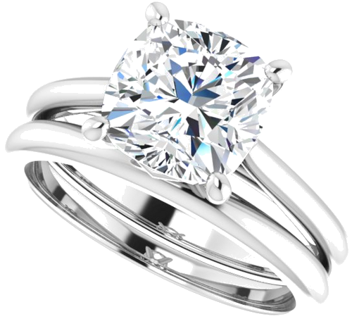 Sužadėtuvių Žiedas „Solitaire“ 585 Baltojo Aukso Cushion 8mm (10)