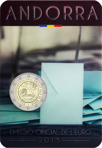 2015 Andora Balsstiesības 2 eiro monēta (2)