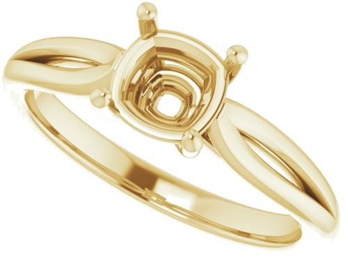 14K Yellow 6 mm Cushion Engagement Ring Mounting (5)