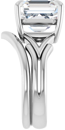 14K White 10 mm Asscher Solitaire Engagement Ring Mounting (9)