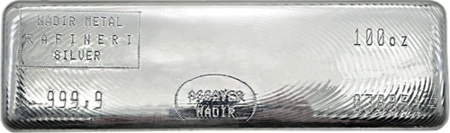 100 унции Сребърно кюлче 999.9 Nadir Metal Rafinery (1)
