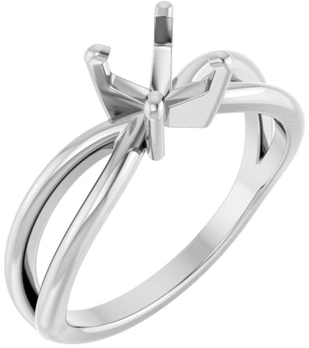 14K White 6.5 mm Round Split Shank Engagement Ring Mounting (1)