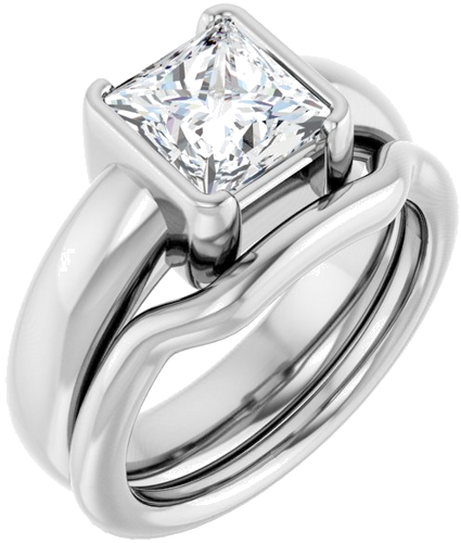 Sužadėtuvių Žiedas „Half Bezel Solitaire“ 925 Sidabro Square 7mm (6)