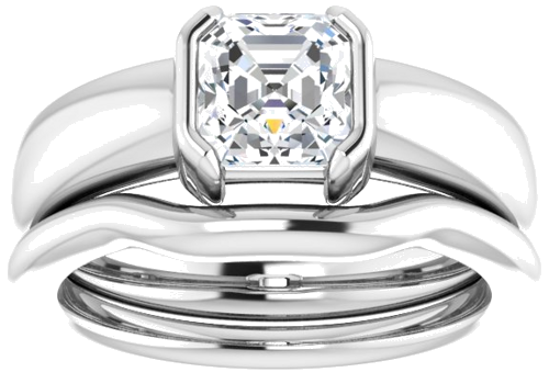 Sužadėtuvių Žiedas „Half Bezel Solitaire“ 585 Baltojo Aukso Asscher 6mm (8)