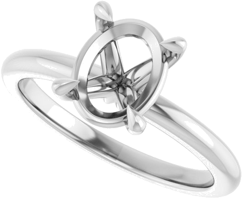 Sužadėtuvių Žiedas 585 Baltojo Aukso Oval 9mm x 7mm (4)