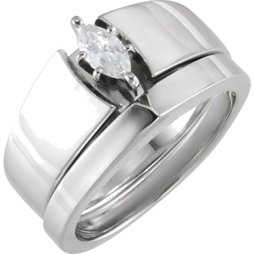 14K White 6x3 mm Marquise Engagement Ring Mounting (5)