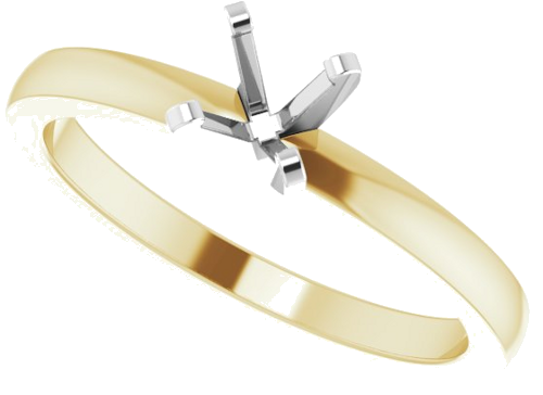 14K Yellow White 4.2-4.9 mm Round Solitaire Engagement Ring Mounting (5)