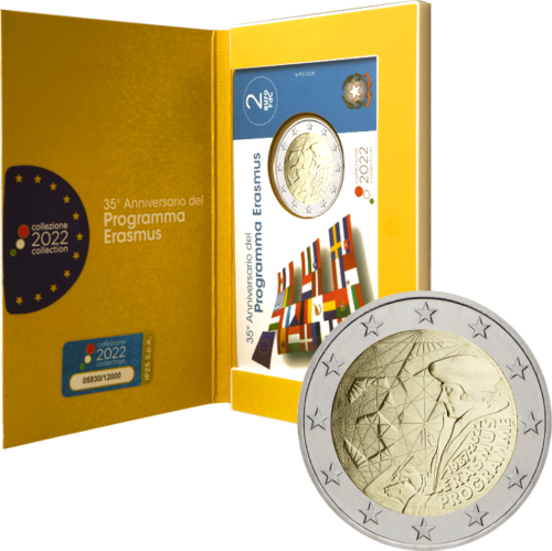 2022 Italija Erasmus 35-metis 2 eurų BU moneta kortelėje (2)