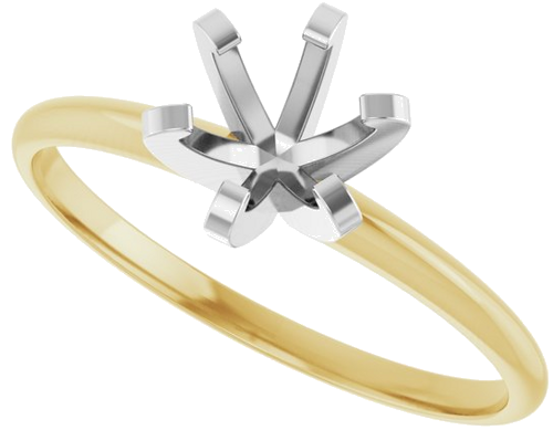 14K Yellow White 5.7-6.0 mm Round 6-Prong Solitaire Engagement Ring Mounting (5)