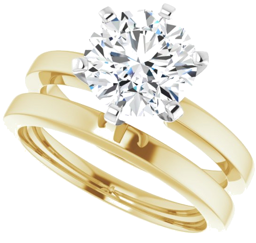 14K Yellow White 8.2 mm Round Solitaire Engagement Ring Mounting (10)